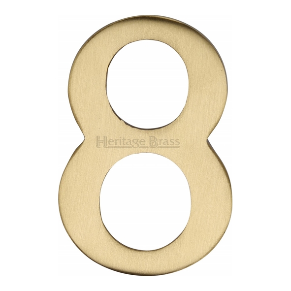 C1568 8-SB • 51mm • Satin Brass • Heritage Brass Self Adhesive Numeral 8